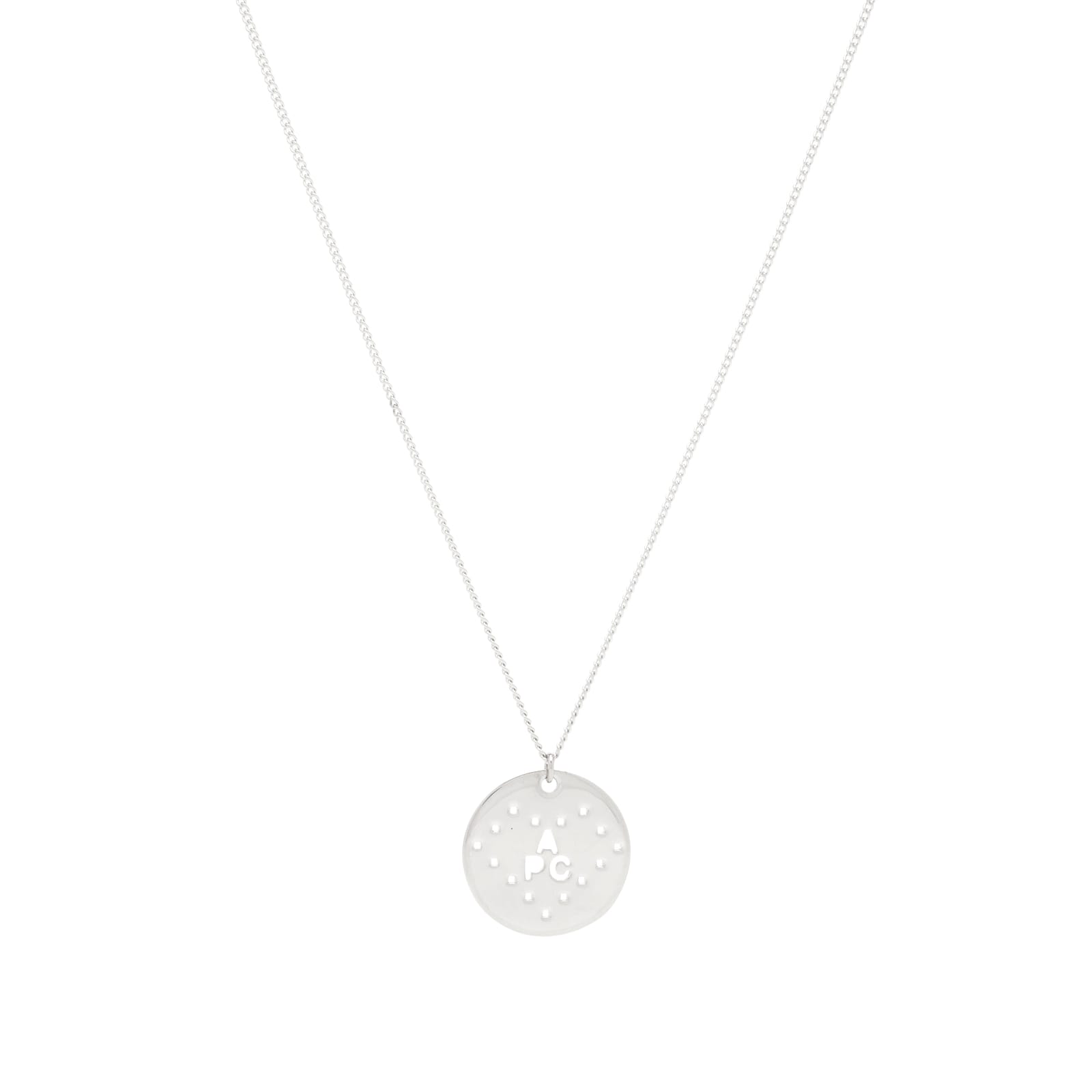 Men's Eloi Perforated Logo Necklace in Silver 