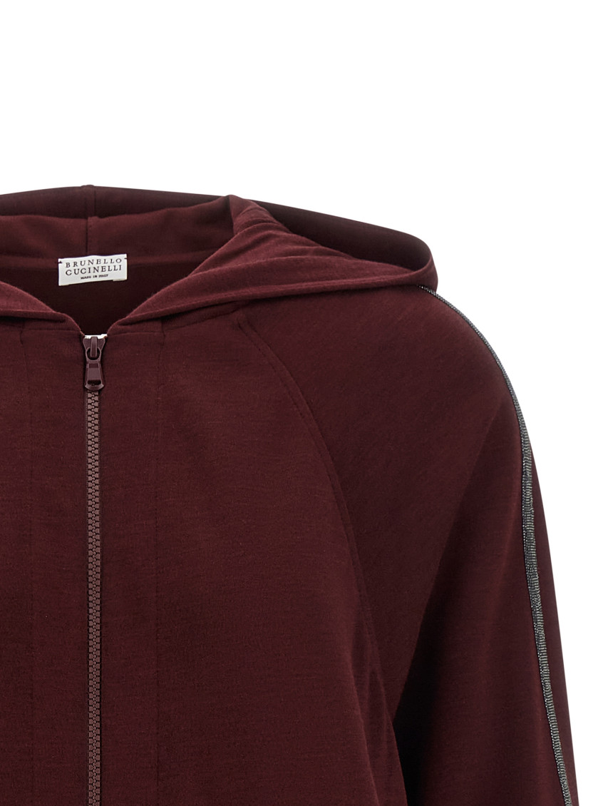 Maroon Solid Hood Sweatshirt