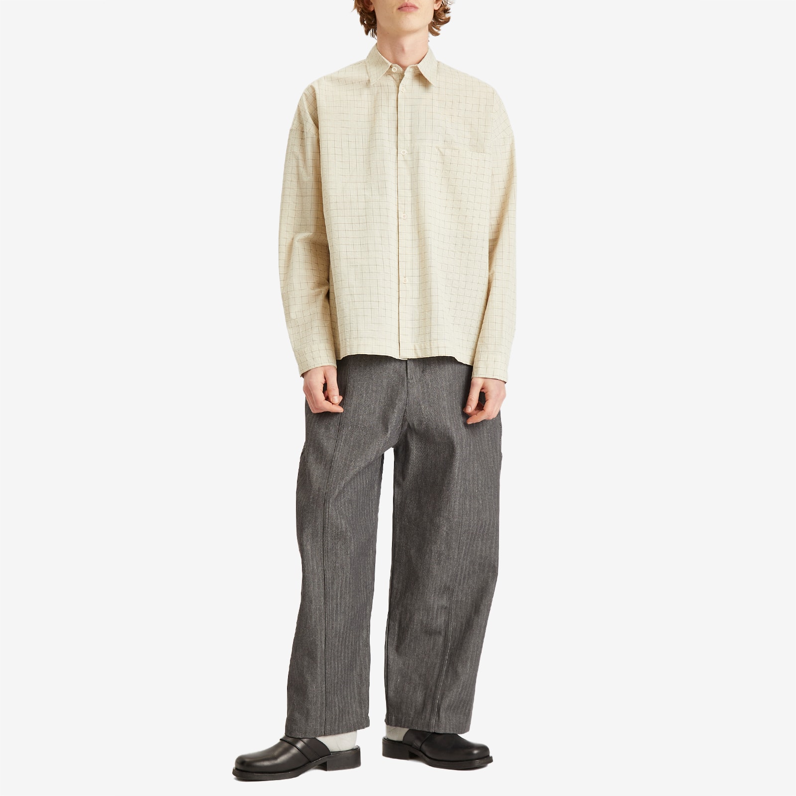 Men's Pocket Parka Jacket Shirt in Parchment Check