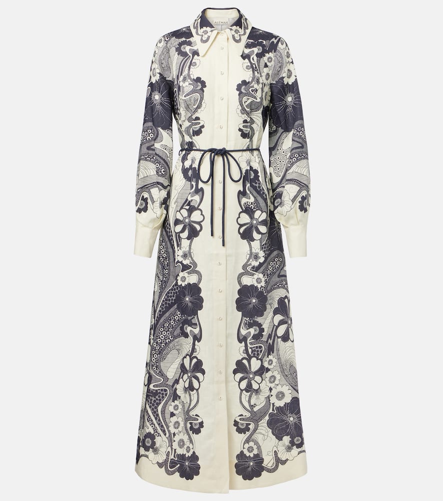Alémais Mickey printed linen shirt dress