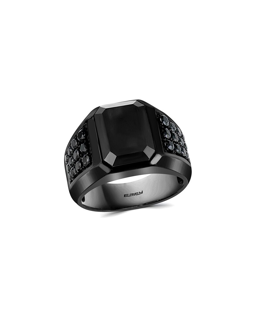 Silver 5.37 ct. tw. Onyx & Black Spinel Ring
