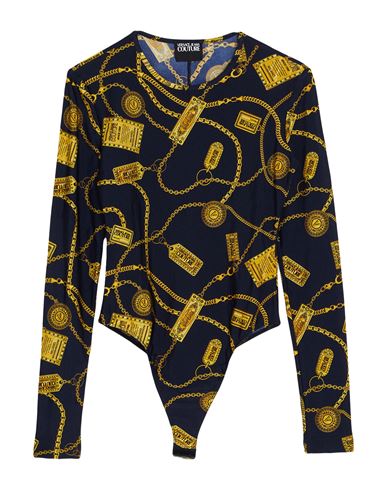 Versace Jeans Couture Woman Bodysuit Navy Size 2 Polyamide, Elastane