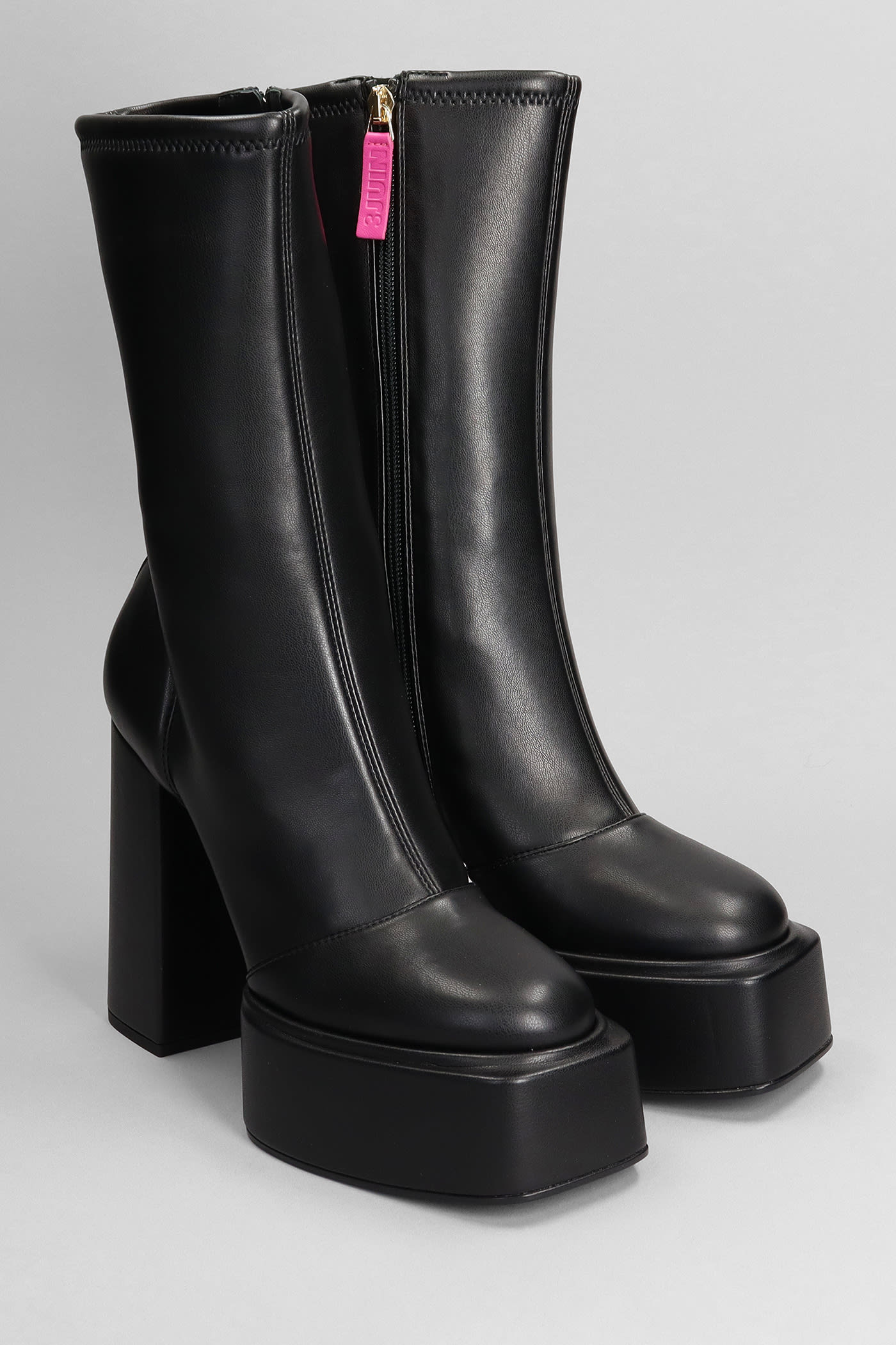 Mila 080 High Heels Ankle Boots In Black Leather