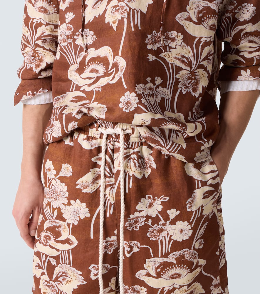 Floral linen Bermuda shorts