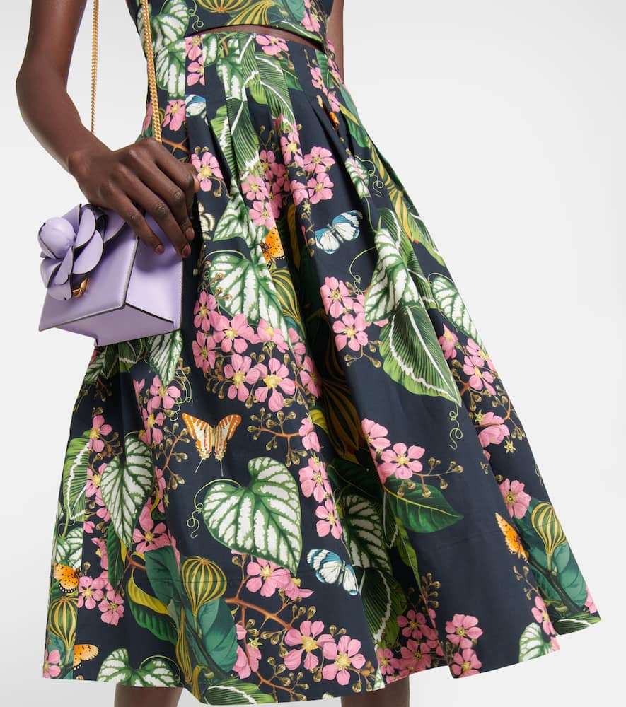 Printed cotton-blend poplin midi dress