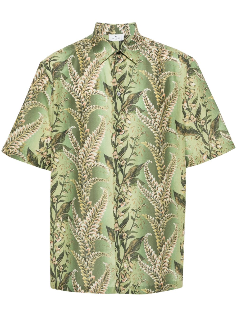 Floral-print cotton shirt - Green