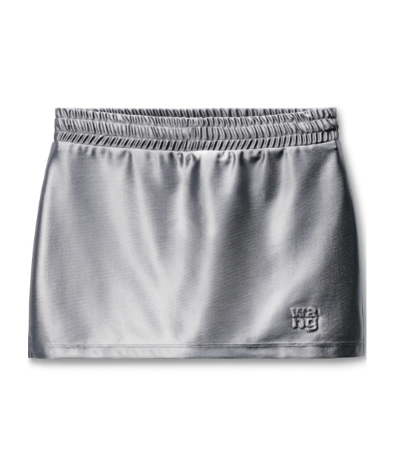 Elasticated-waistband satin skirt