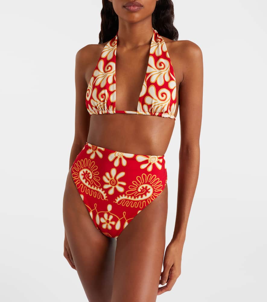 Lulu printed high-rise bikini bottoms