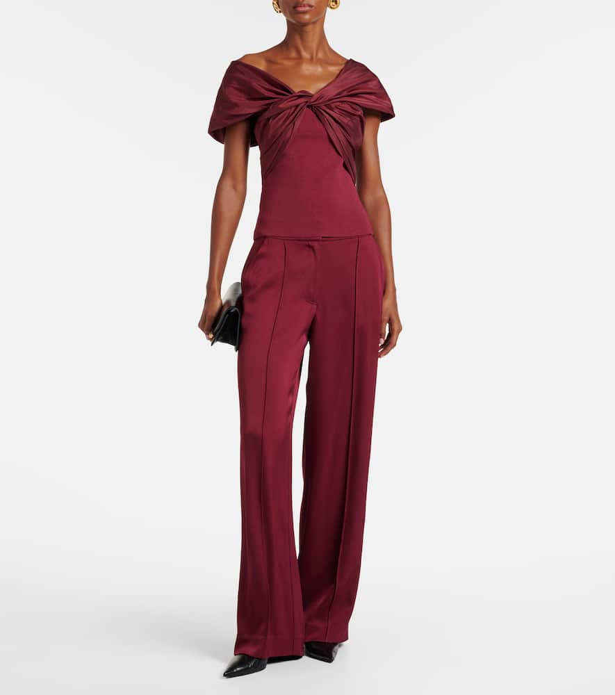 Celiana organza-trimmed knitted top