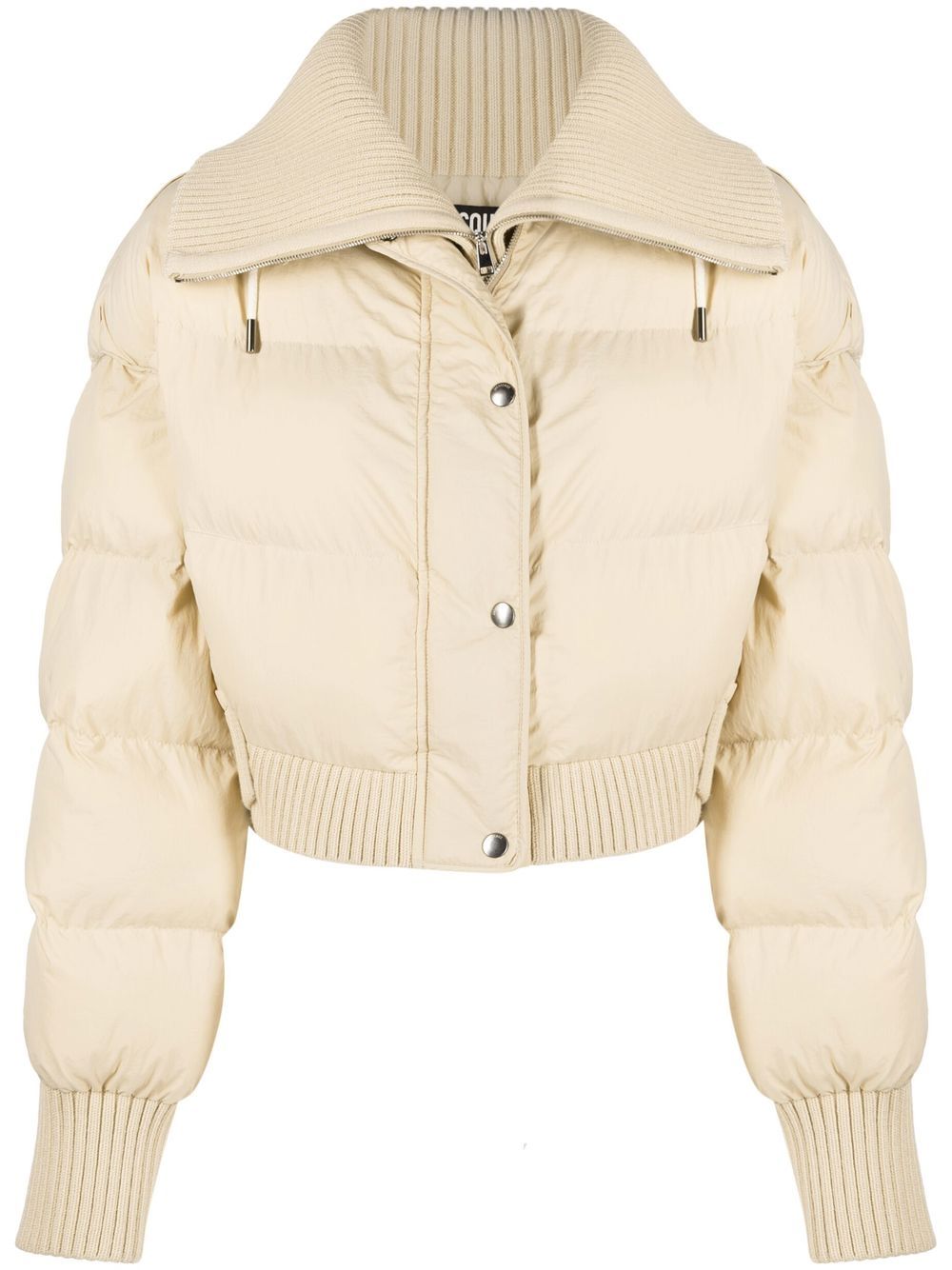 Ribbed-knit puffer jacket - Neutrals