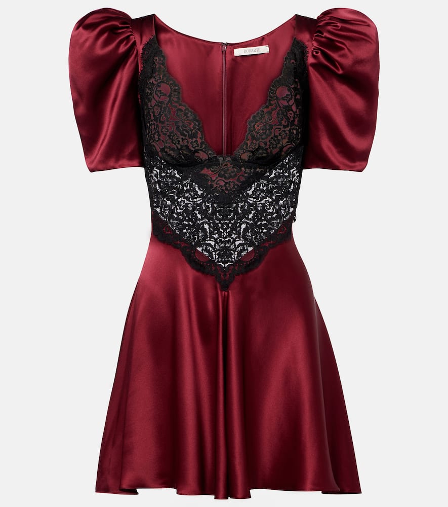 Lace-trimmed silk cocktail dress