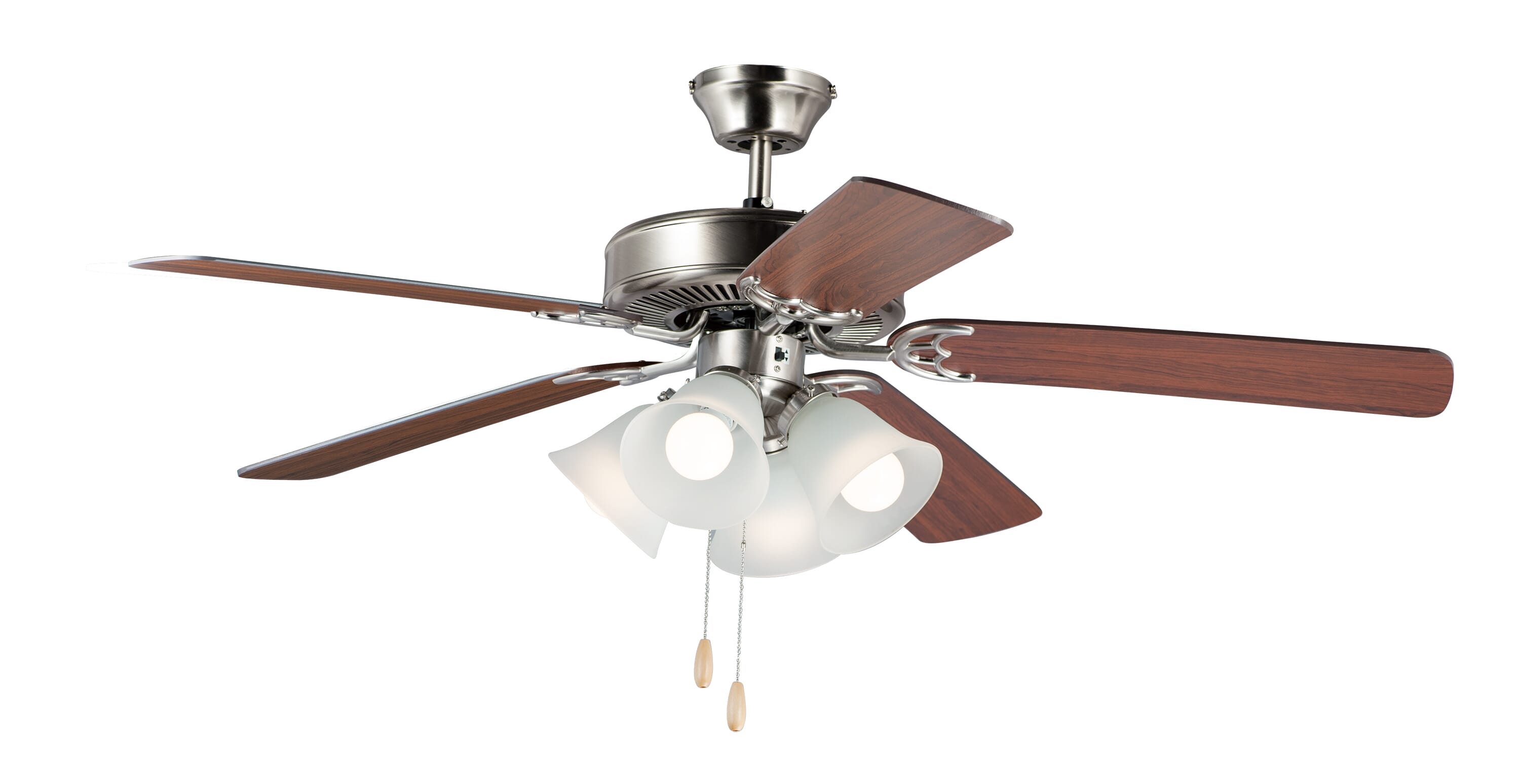 Maxim Transitional 4-Light 52" Indoor Ceiling Fan in Satin Nickel and Walnut and Pecan - 89907FTSNWP