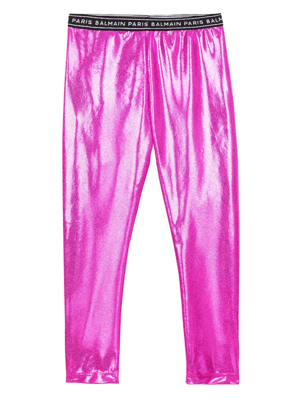Logo-print metallic-finish leggings - Pink