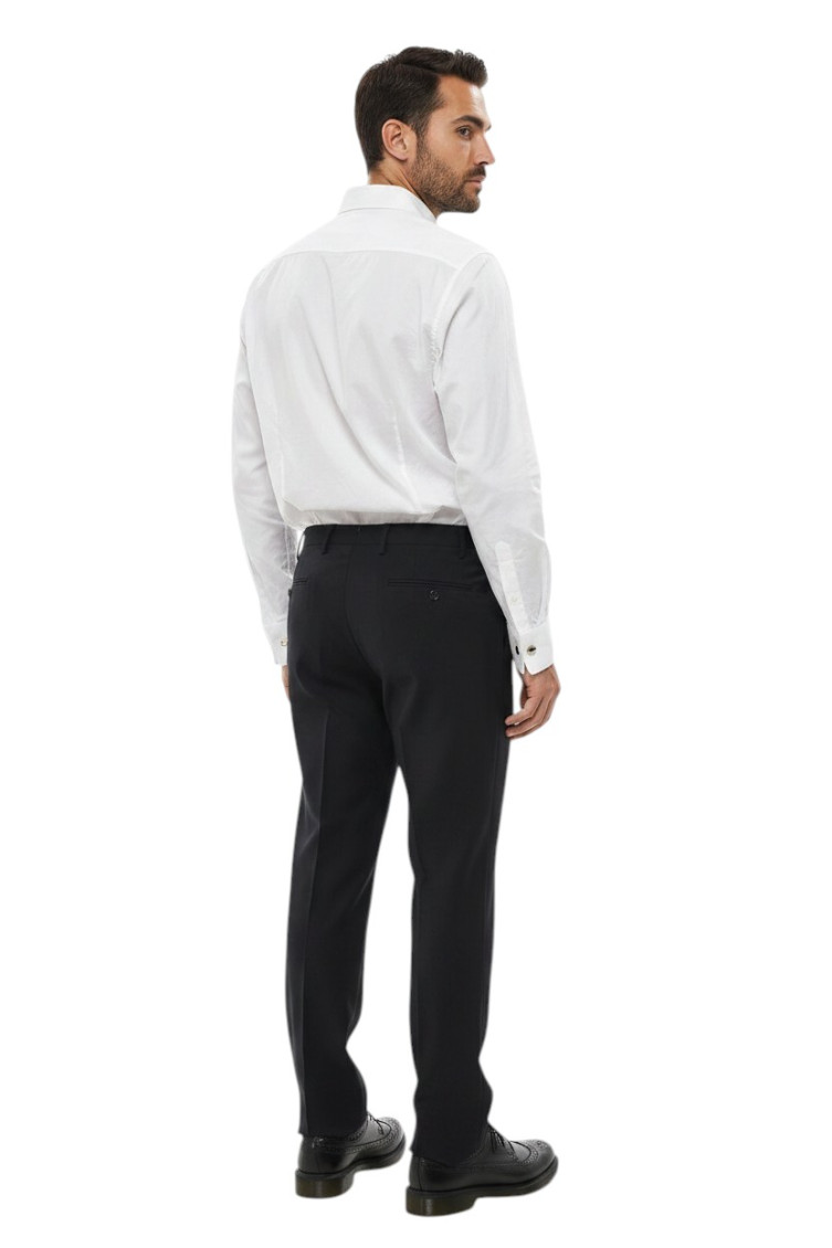 Black Regular Flat Front Pants