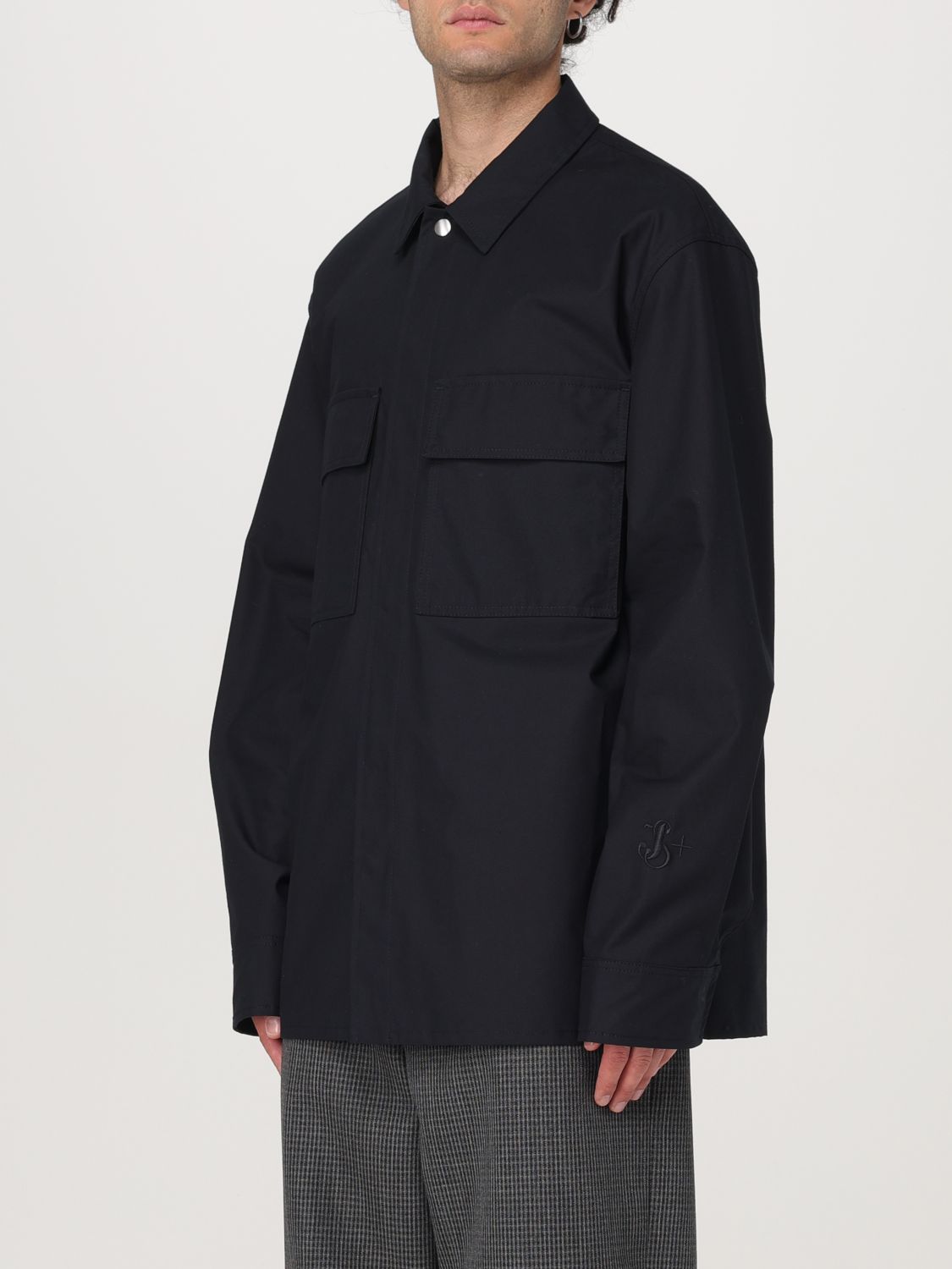 Logo-tag cotton shirt - Blue