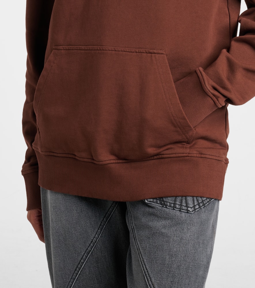 Printed embroidered cotton jersey hoodie