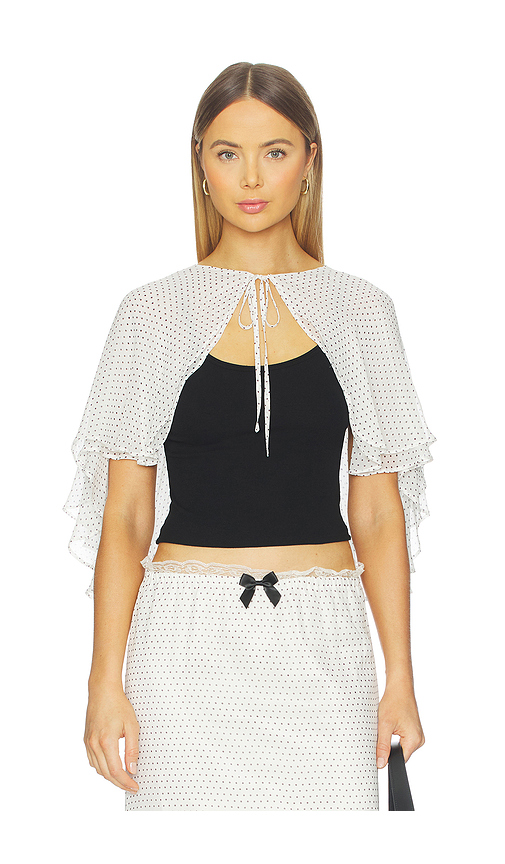 Tanner Fletcher Myrtle Layered Cape in Ivory Polkadot. a