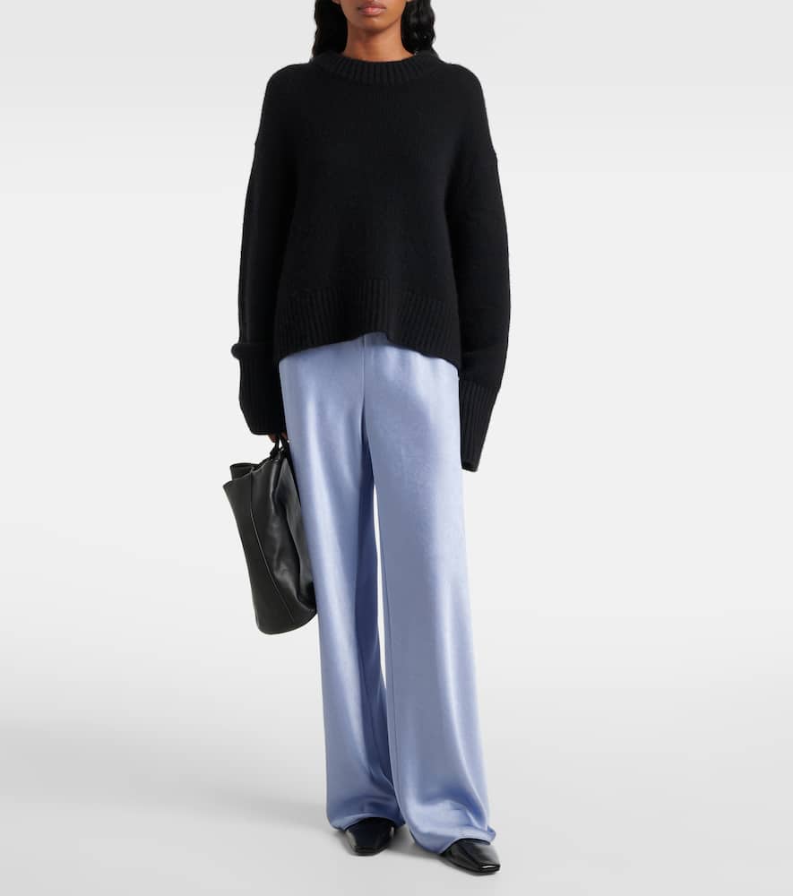 High-rise satin wide-leg pants
