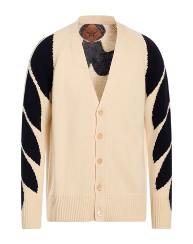 Man Cardigan Cream Size M Merino Wool, Cashmere