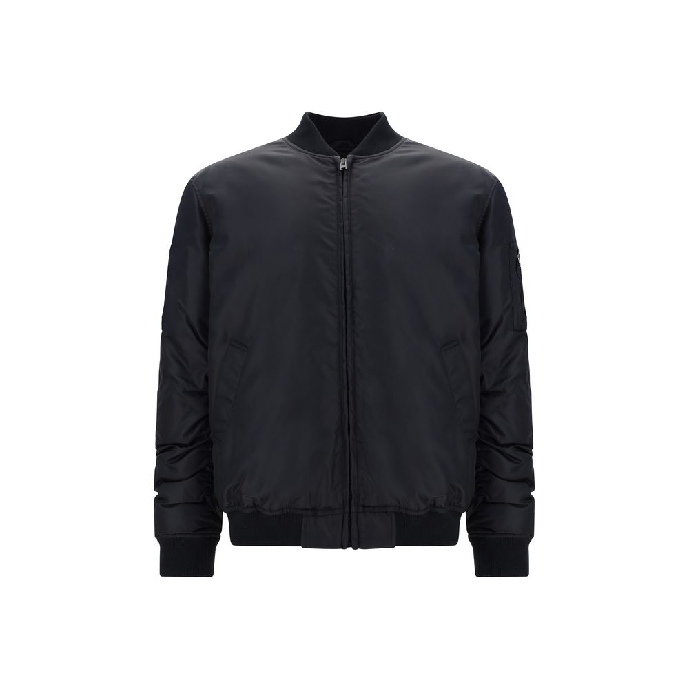 Quilted Polyamide Bomber Jacket — Black