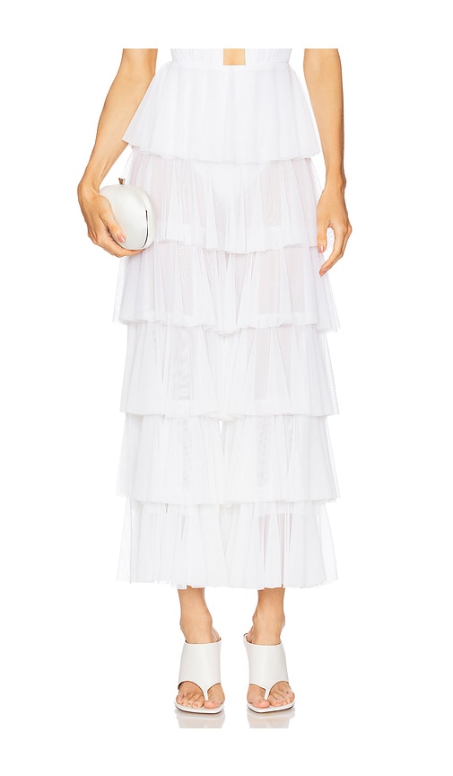 Norma Kamali Wide Leg Ruffle Pant in White. - S also in