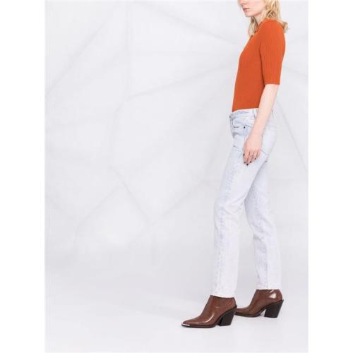 Bleached cropped jeans - Purple