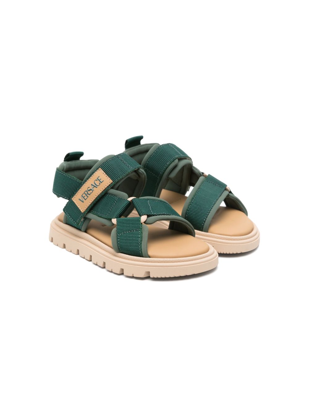 Logo-patch sandals - Green