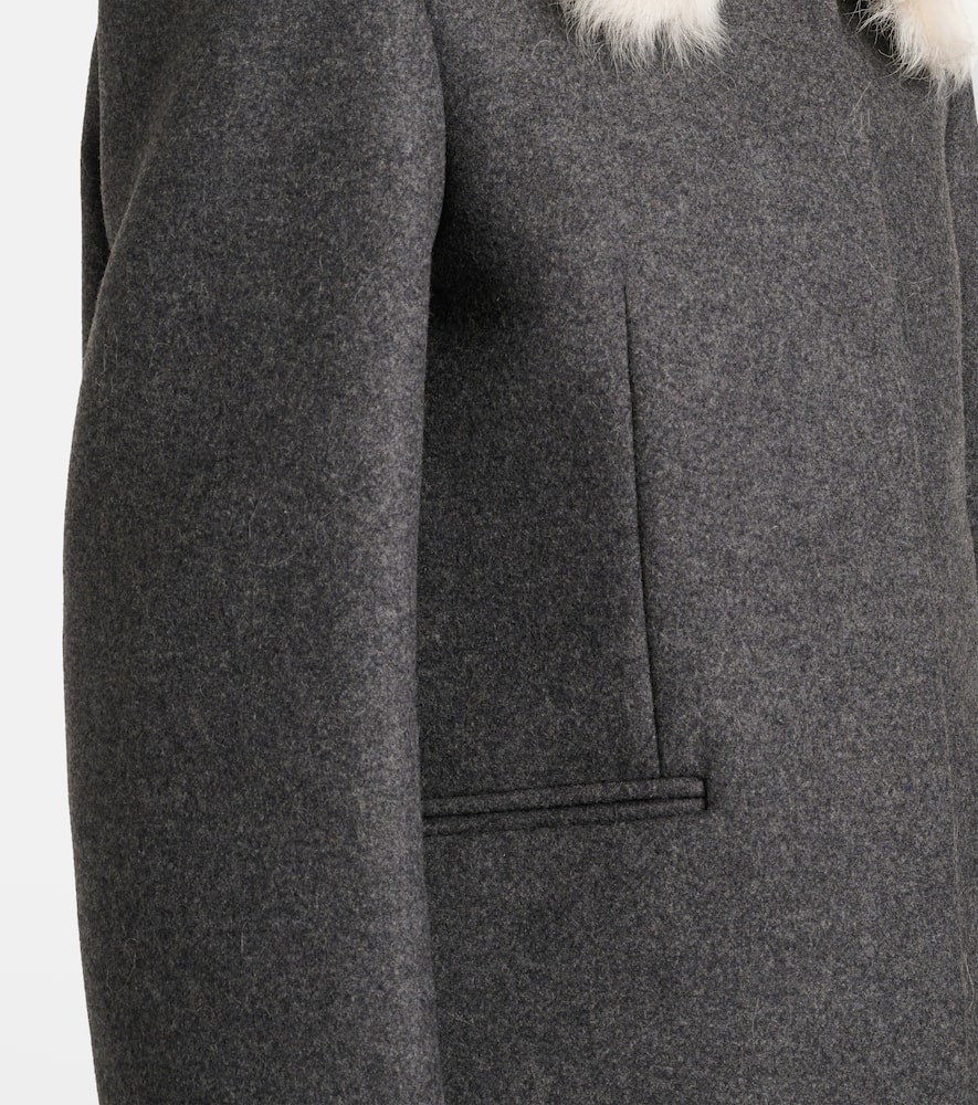 Shearling-trimmed wool-blend jacket