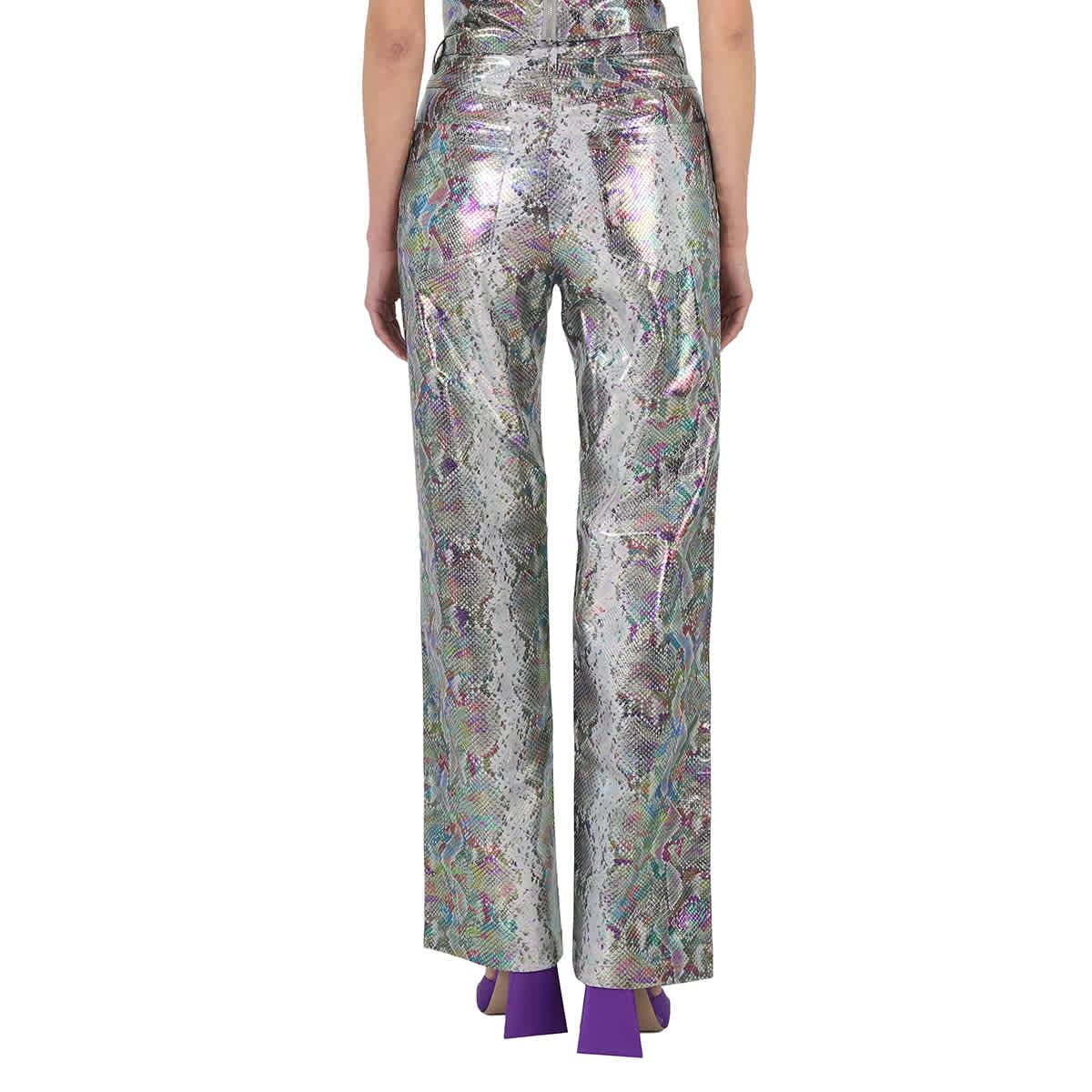 Spiced Plum Comb Snake Print Straight Pants