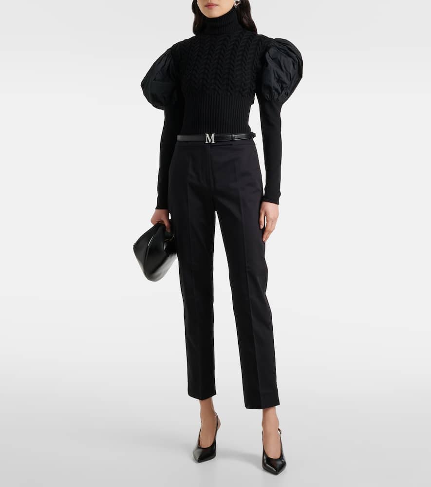 Okra mid-rise cotton flared pants