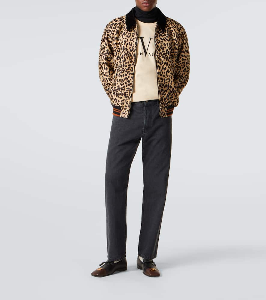 VGold leopard-print wool blouson jacket