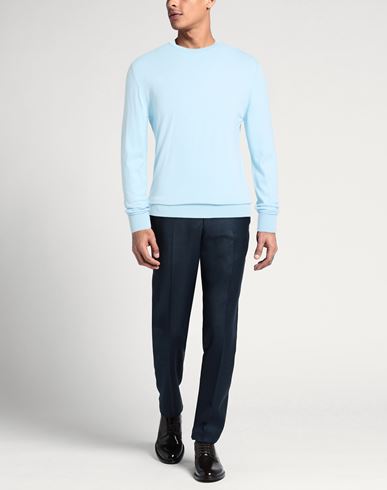 Man Sweater Sky blue Size 40 Cotton