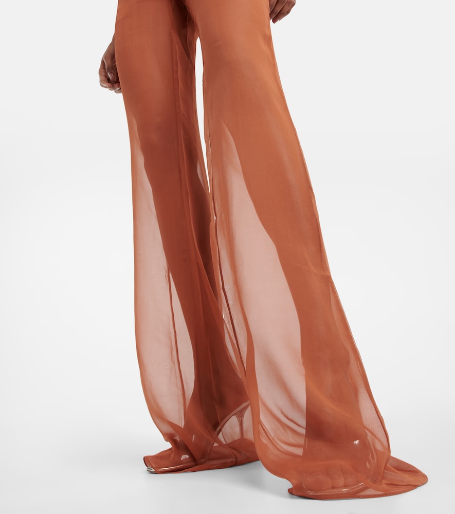 Mid-rise wide-leg silk pants