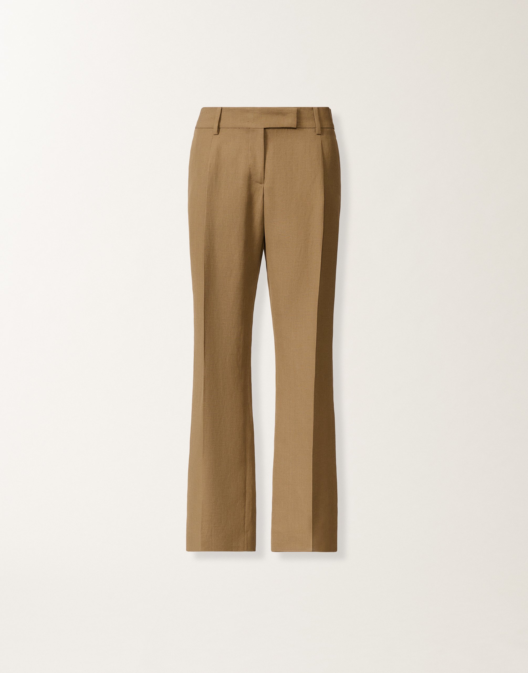 Fluid linen and viscose pants, taupe