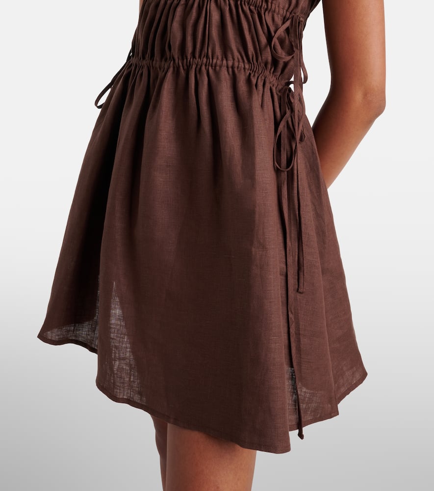 Gathered linen minidress
