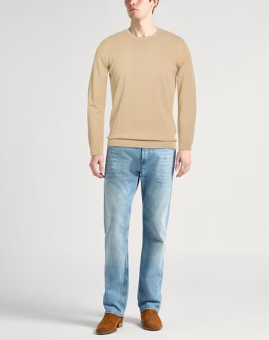 Man Sweater Beige Size 42 Cotton