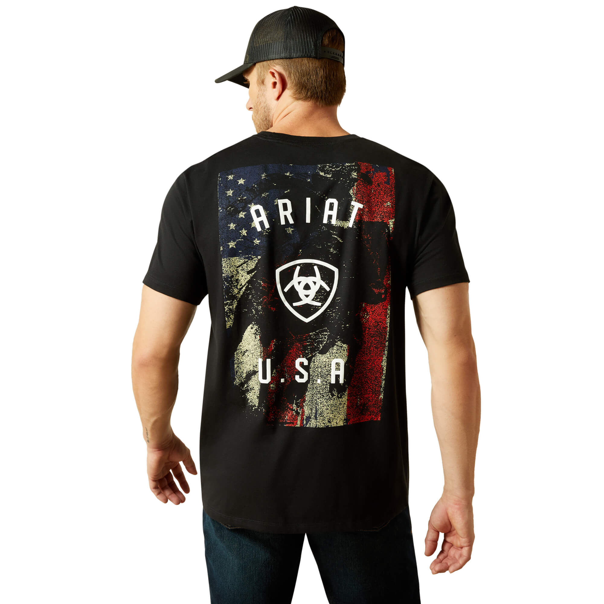Men's Faded Bull T-Shirt in Black, Size Medium