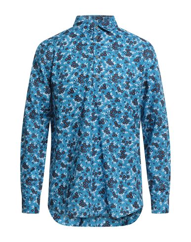 Man Shirt Azure Size 15 Cotton