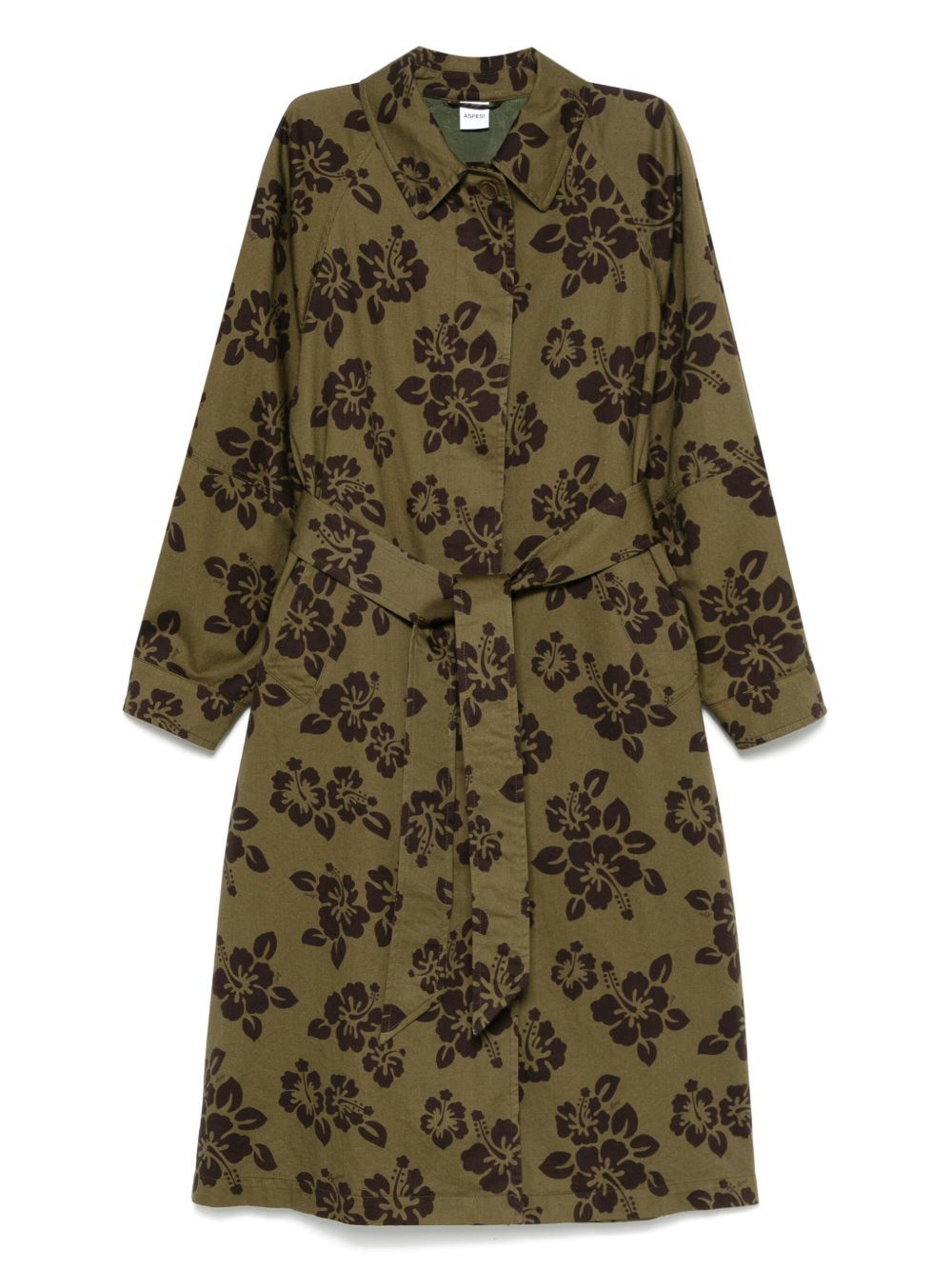 ASPESI hibiscus-print coat - Green
