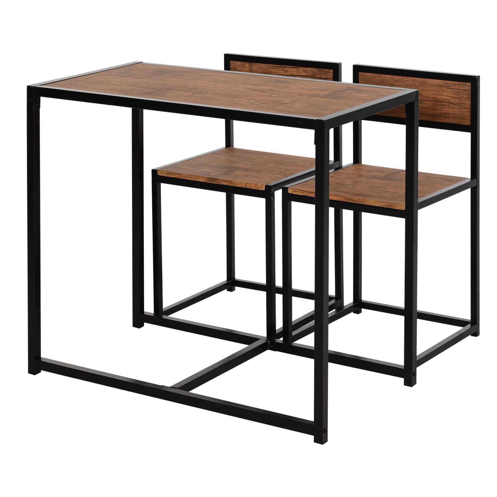 3 Pcs Table Stool Set Dining Room Bar Modern Style Metal Frame