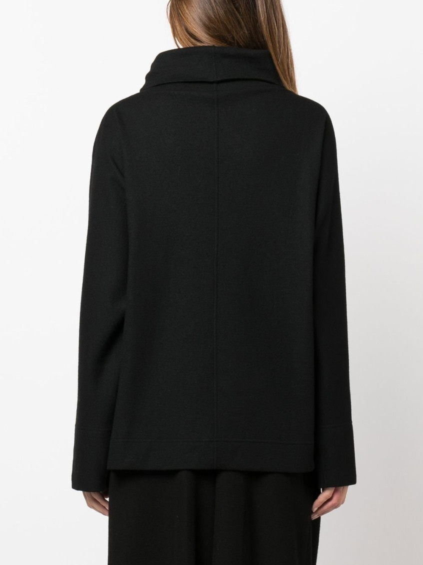 Black Flared Sleeve High Neck Sweater
