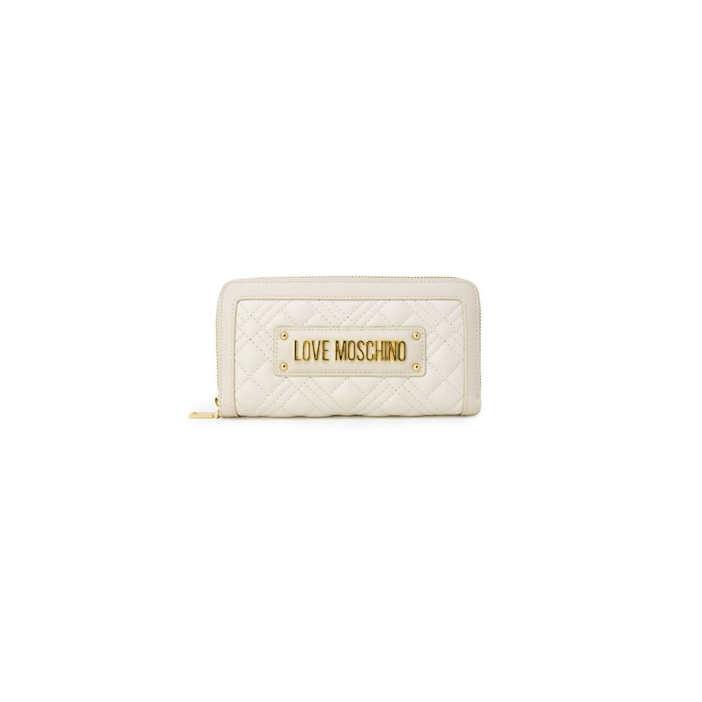 Quilted Polyurethane Wallet — Beige