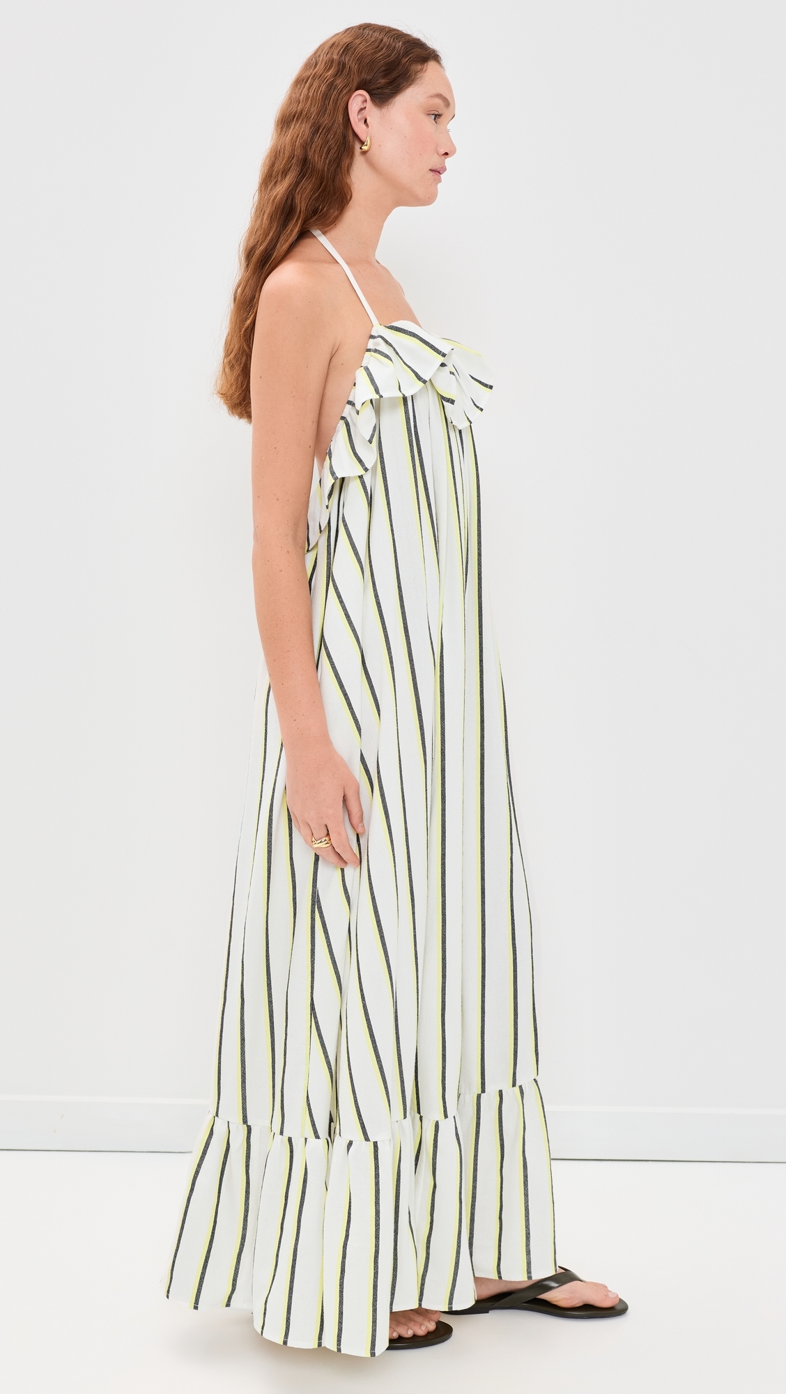 The Ruffled Midi Dress Stripe