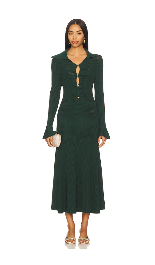Self-portrait Keyhole Knit Midi Dress in Green. M also in L