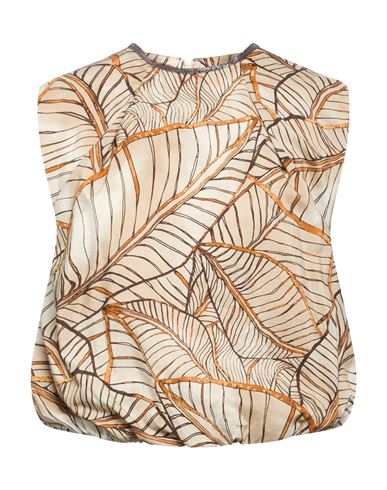 Woman Top Beige Size M Cotton, Silk