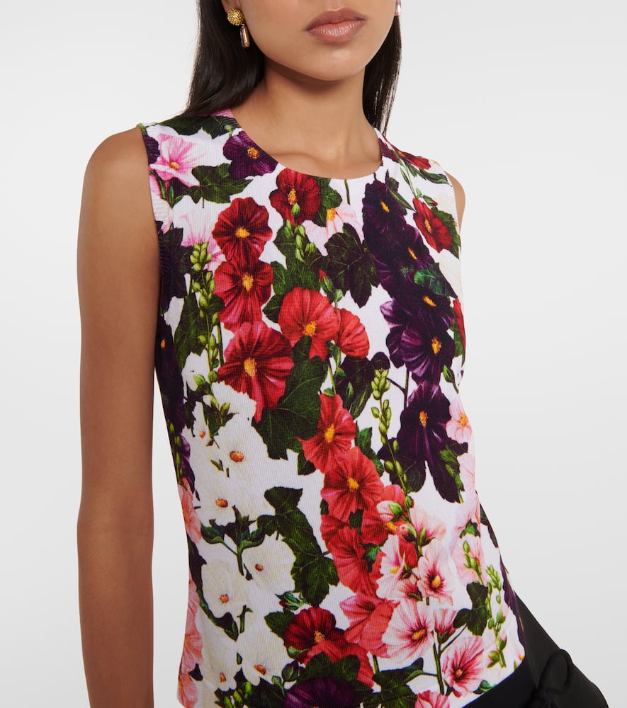 Floral cotton-blend tank top
