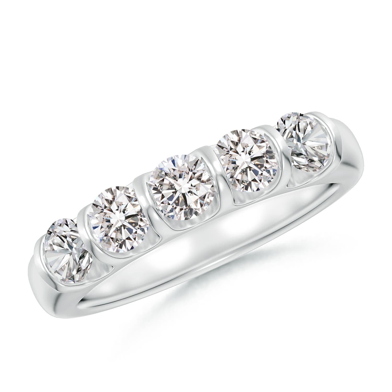 Angara 1.0 Carat Bar Set Five Stone Round Diamond Wedding Ring for Her in Platinum