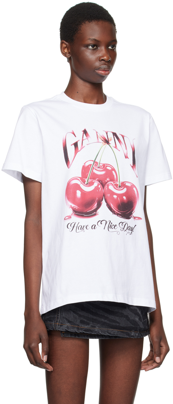 GANNI White Cherry T-Shirt