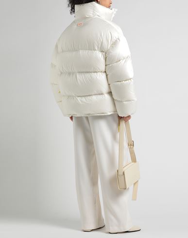Woman Puffer Ivory Size L Nylon, Cow leather
