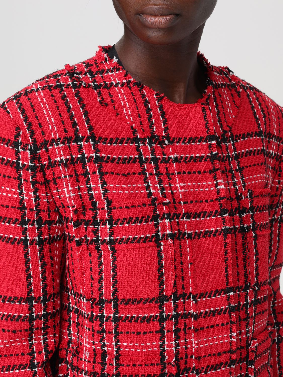Checked tweed jacket - Red